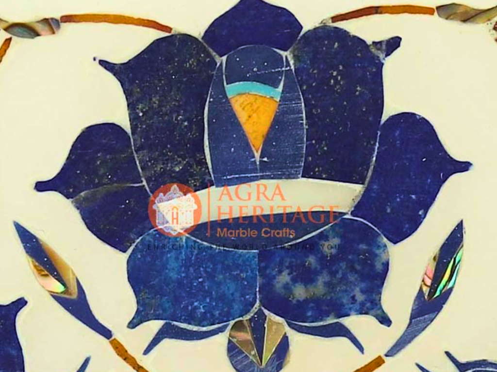 Marble Vintage Box Lapis Pietradura Floral Art
